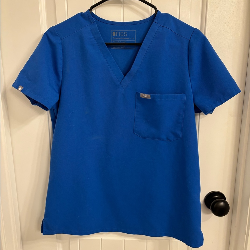 Figs Royal Blue Scrub Top